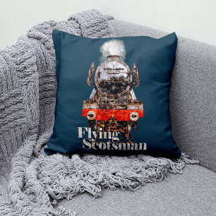 Flying Scotsman – Steam Locomotive Illustration Throw Pillow