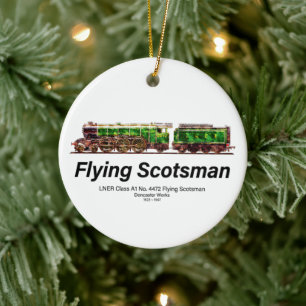 Flying Scotsman Steam Train English Locomotive  Ceramic Ornament