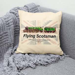 Flying Scotsman Steam Train English Locomotive Throw Pillow