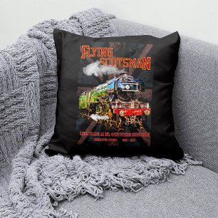 Flying Scotsman Steam Train English Locomotive Throw Pillow