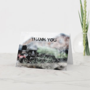 Flying Scotsman Vintage Steam Train Thank You Card