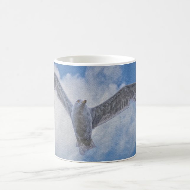 Flying Sea Gull & Clouds Coffee Mug (Center)