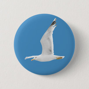 Flying seagull 2 inch round button