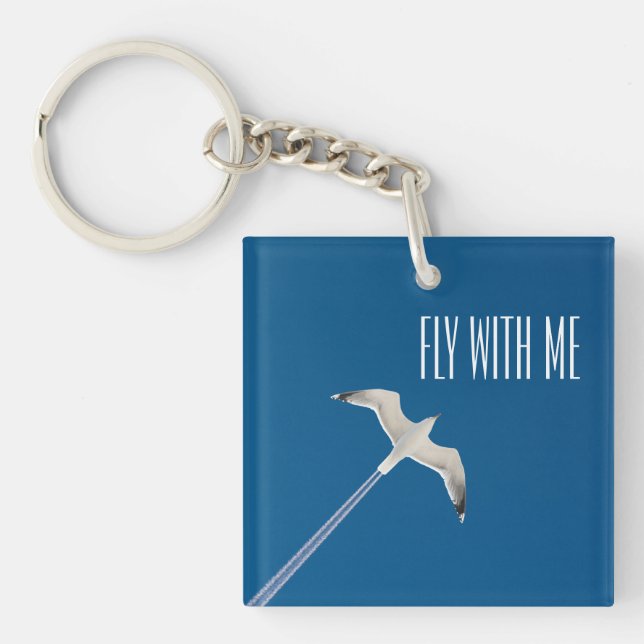 Flying seagull and the contrail keychain (Front)