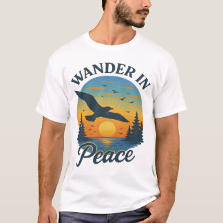 Flying Seagull at Sunset – Peaceful Wander T-Shirt