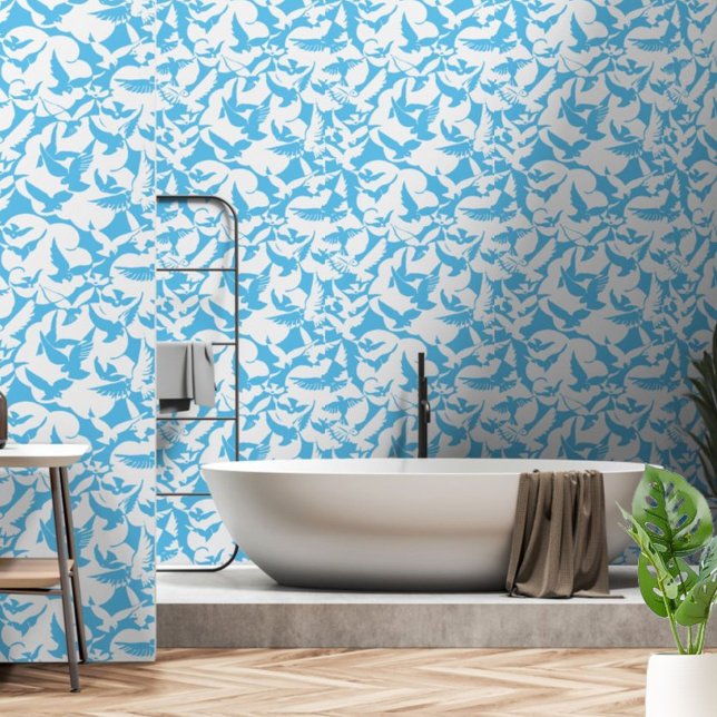 Flying Seagull Birds In Cloudy Sky Pattern Wallpaper (Creator Uploaded)