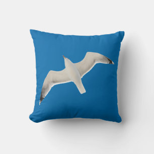 Flying seagull throw pillow