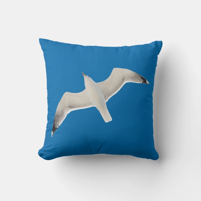 Flying seagull throw pillow (Front)