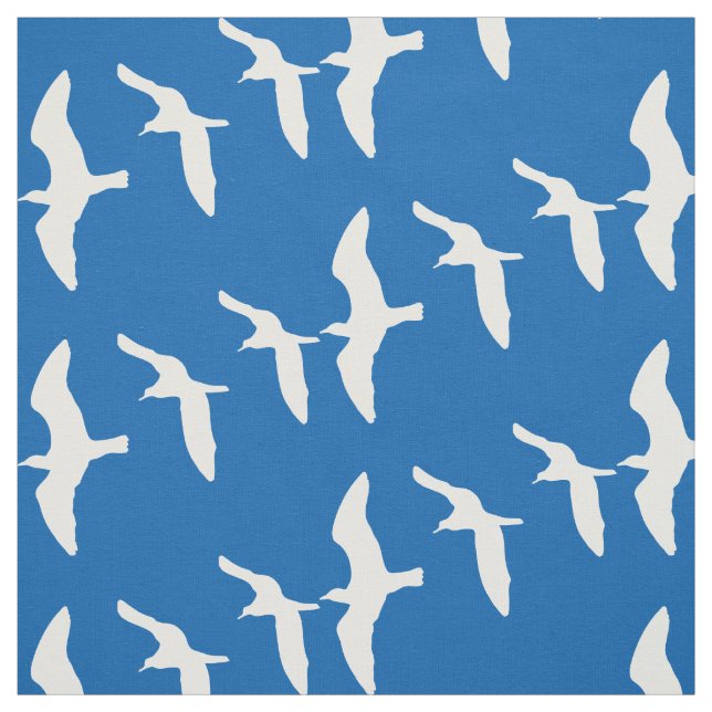 Flying Seagulls Blue Fabric (Swatch)