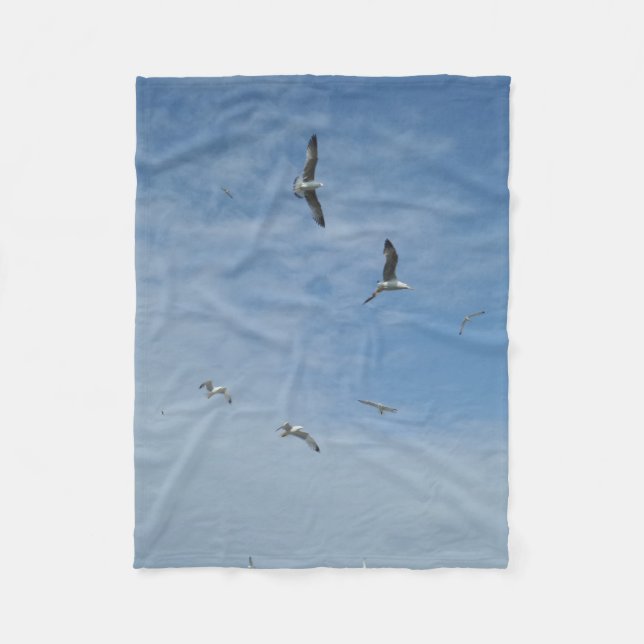 Flying Seagulls Fleece Blanket (Front)