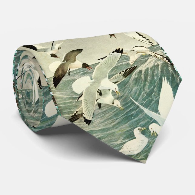 FLYING  SEAGULLS  OVER THE WAVES  TIE (Rolled)