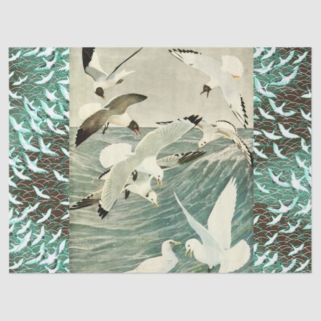 FLYING  SEAGULLS  OVER THE WAVES  TISSUE PAPER (Front)