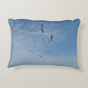 Flying Seagulls Throw Pillow