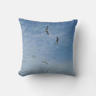 Flying Seagulls Throw Pillow