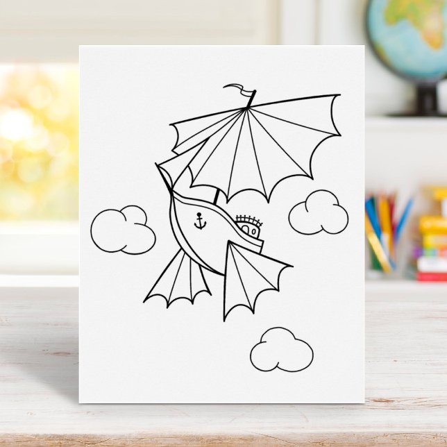 Flying Ship Colouring Page Poster (Creator Uploaded)