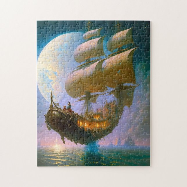 Flying Ship Fantasy Art Jigsaw Puzzle (Vertical)