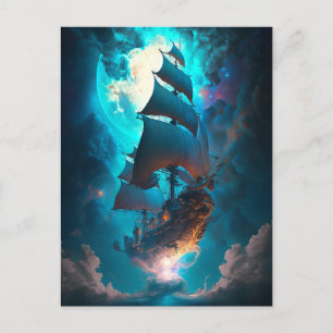 Flying Ship Fantasy Art Postcard