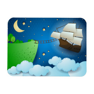 Flying ship on landing magnet
