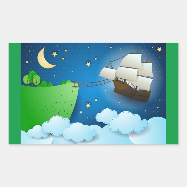 Flying ship on landing sticker (Front)