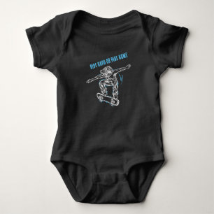 Flying Skater Doing Mid-Air Skateboarding Baby Bodysuit
