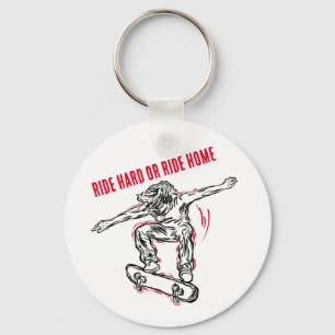 Flying Skater Doing Mid-Air Skateboarding Keychain