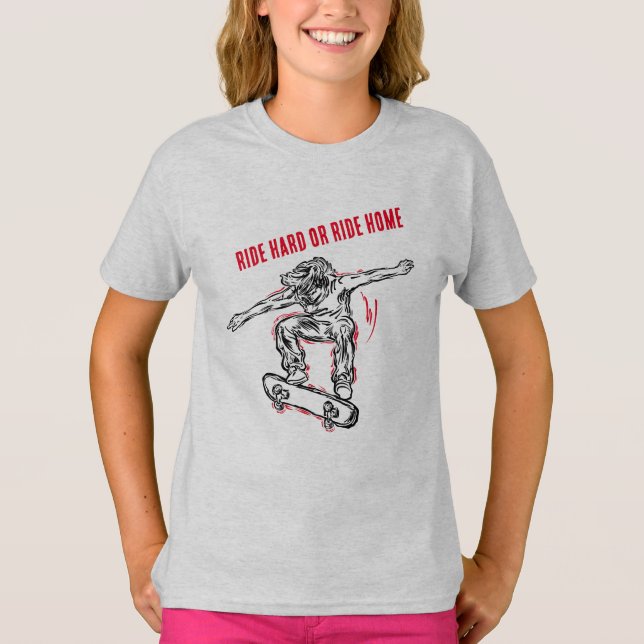 Flying Skater Doing Mid-Air Skateboarding T-Shirt (Front)