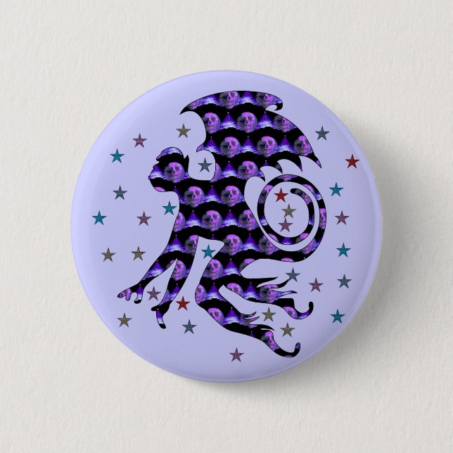 Flying Skull Monkey 2 Inch Round Button (Front)