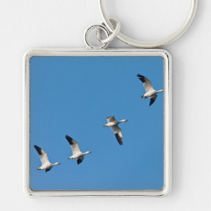 Flying Snow Geese Keychain