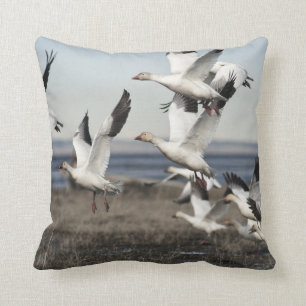 Flying Snow Geese Throw Pillow