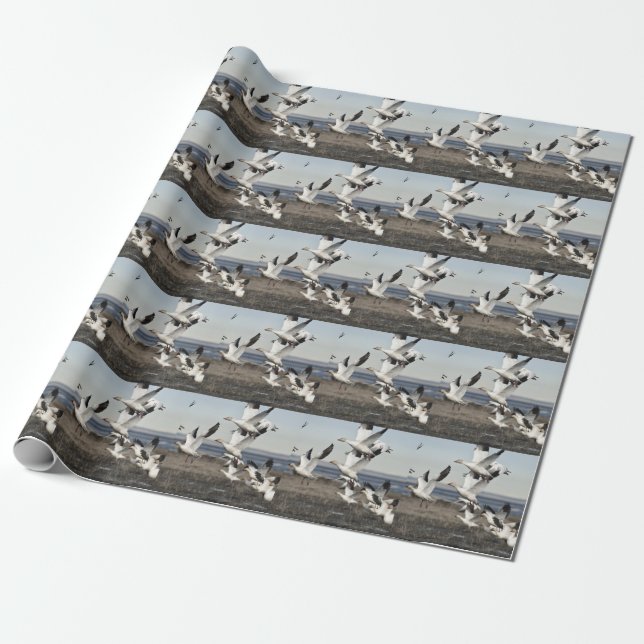 Flying Snow Geese Wrapping Paper (Unrolled)