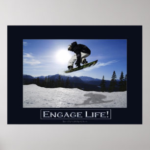 FLYING SNOWBOARDER Motivational Photo Print