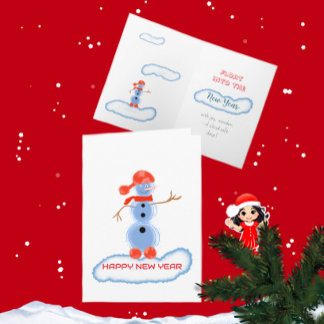 Flying snowman card