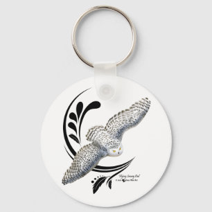 Flying Snowy Owl Keychain