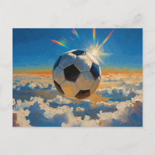 Flying Soccer Ball Artwork (Oil Painting No. 4) Holiday Postcard