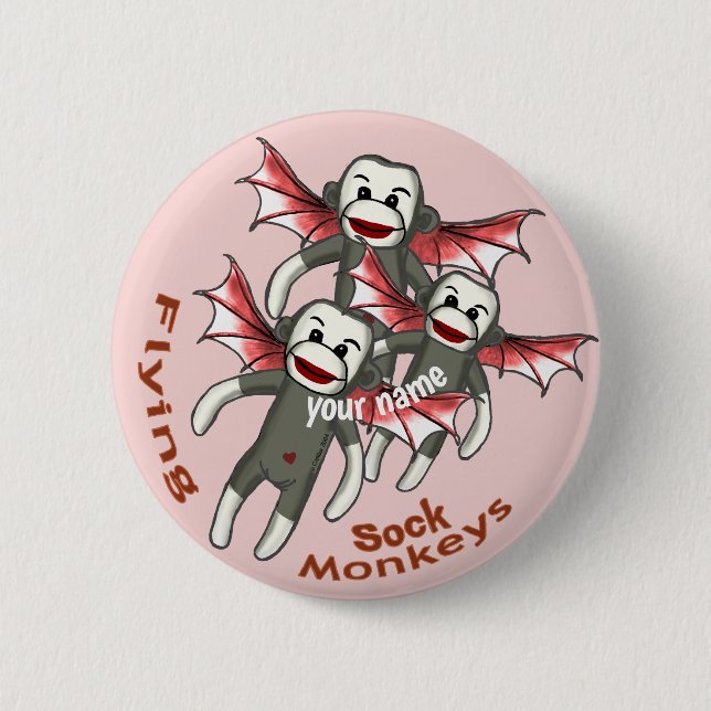 Flying Sock Monkeys  2 Inch Round Button (Front)