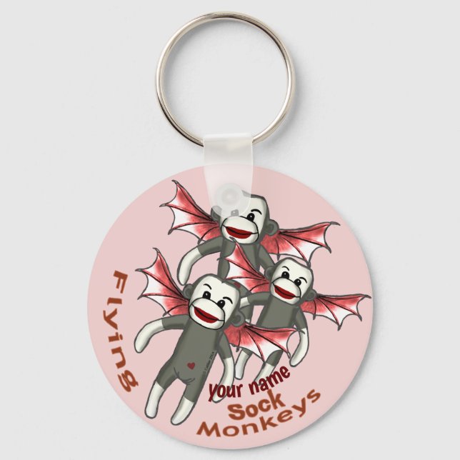Flying Sock Monkeys  Keychain (Front)