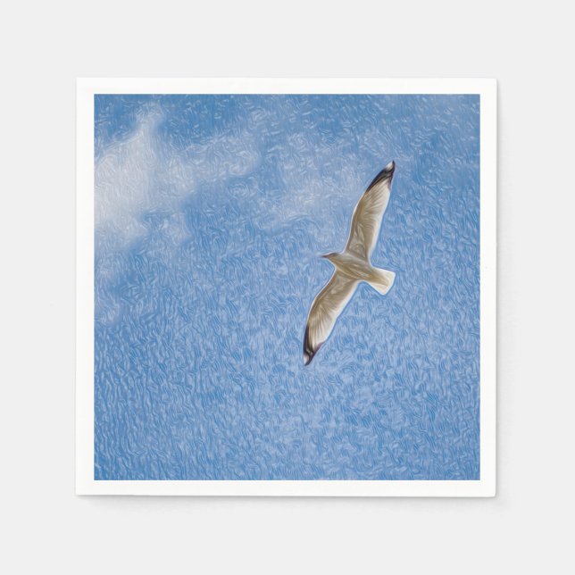 Flying Solo Seagull in the Sky Napkin (Front)