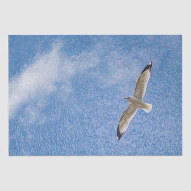 Flying Solo Seagull in the Sky Tissue Paper (Front)