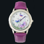 Flying Spring Colourful Butterflies Watch<br><div class="desc">Watches with Spring Joy Colourful Butterflies Flying in Nature Watercolor Painting Butterfly and Flowers - or Choose / Add Your Favourite Text / Colour - Make Your Unique Watch Gift - Resize and move or remove and add elements with customization tool ! - Drawing and Design by MIGNED. You can...</div>