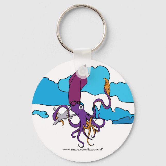 flying-squid-plane, www.zazzle.com/lizzadactyl* keychain (Front)