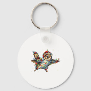 Flying Squirrel Christmas Lights Tee Merry Squirre Keychain