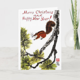 Flying squirrel holiday card