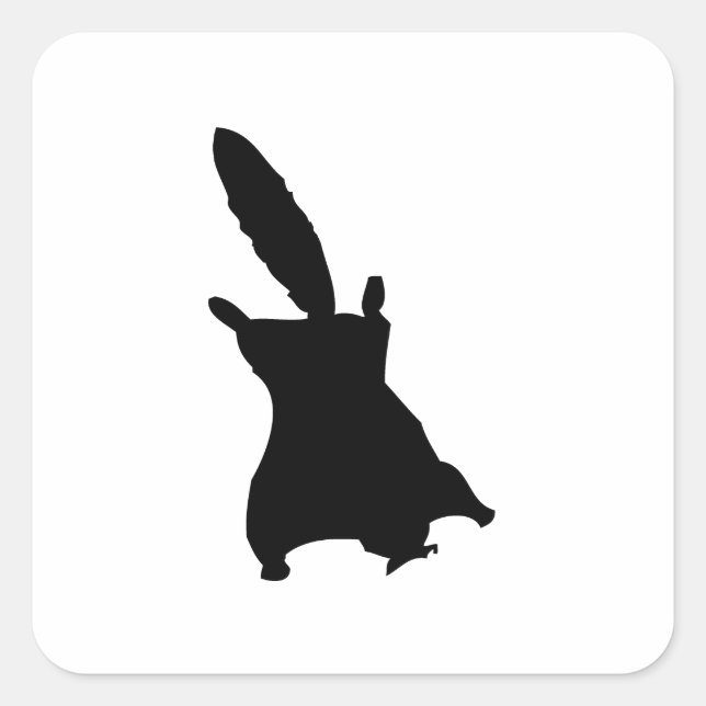Flying Squirrel Silhouette Square Sticker (Front)