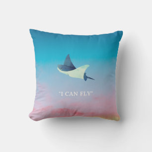 Flying Stingray Throw Pillow