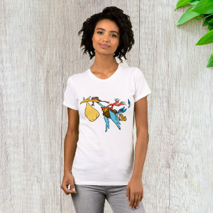 Flying Stork Cartoon with Goggles and Baby Bundle T-Shirt