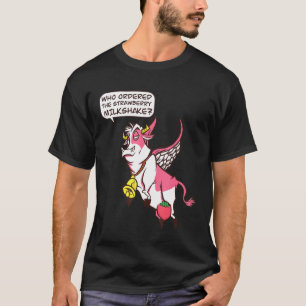 Flying Strawberry Cow I Strawberry Milkshake I Ani T-Shirt