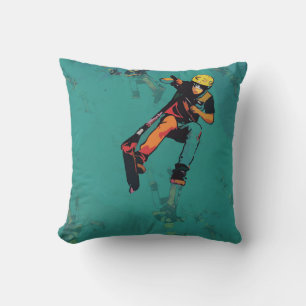 Flying Stunt Scooter Rider Throw Pillow