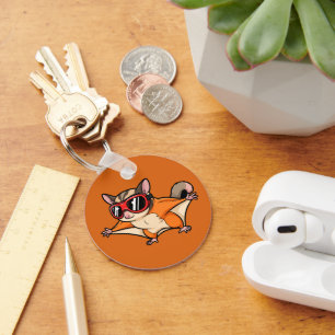 Flying Sugar Glider With Red Goggles Keychain