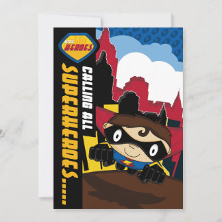 Flying Superhero Boy Party Invite