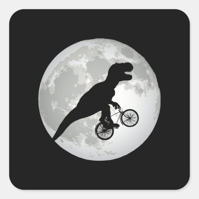FLYING T-REX CYCLIST SQUARE STICKER (Front)